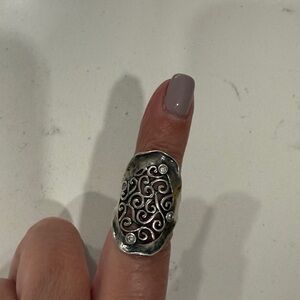 Shabool Silver Swirl Statement Ring sz 8